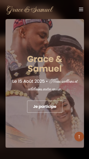 Aperçu du site de mariage (version mobile)